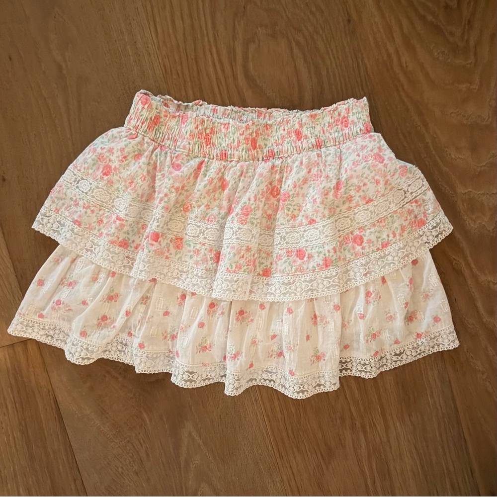 Altar'd State Pink and Cream Floral Mini Skirt